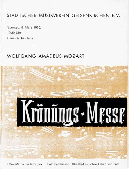 Programmheft zum Konzert des Stdtischen Musikvereins mit Karl Heinz Grimm an der Orgel am 08.03.1970. Titelblatt.